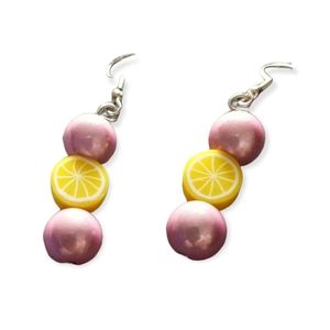 PINK Lemonade statement drop earrings pastel hand crafted